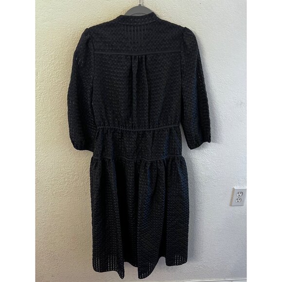 Shoshanna Teagan jet black tiered Aline stitched midi dress women size 10 - Picture 2 of 8